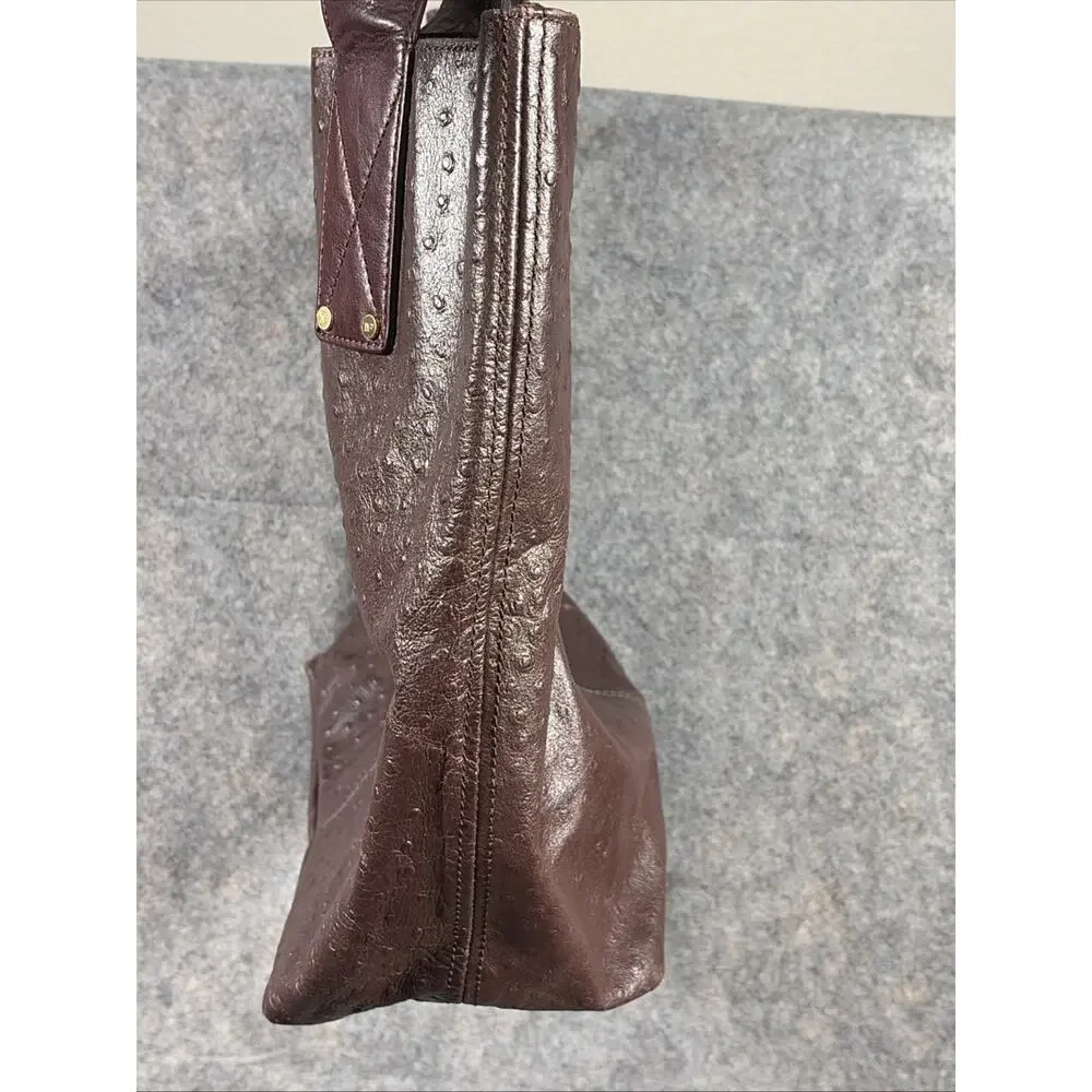 Diane von‎ Furstenberg Addison Burgundy Ostrich Embroidered Leather Tote